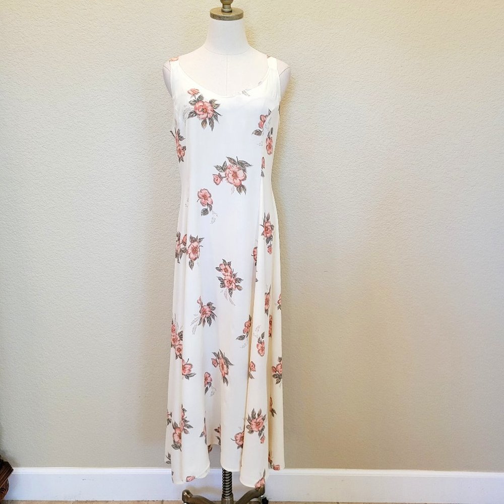 AMBER Beautiful Full Length Sleeveless Flowy Floral Sun Dress Size L